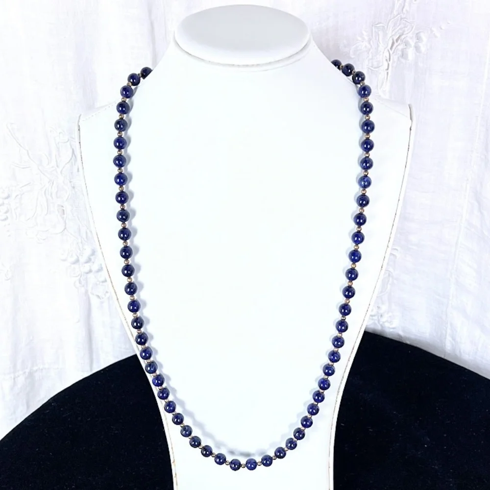 Classic Blue Beaded Necklace - Picture 2 of 9